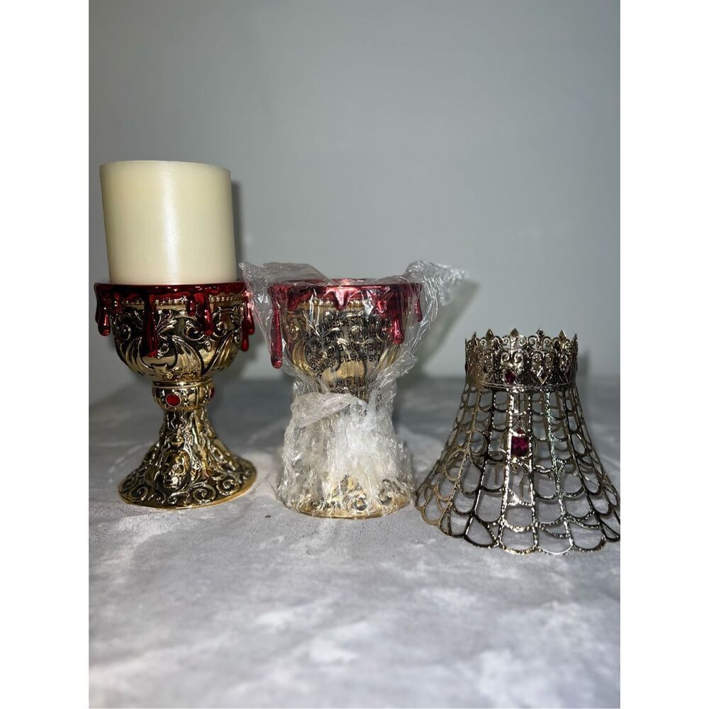 Lot of 3 Bath & Body Works Chalice Cup 3 Wick with Candle Holder 2023 Halloween - Picture 6 of 6